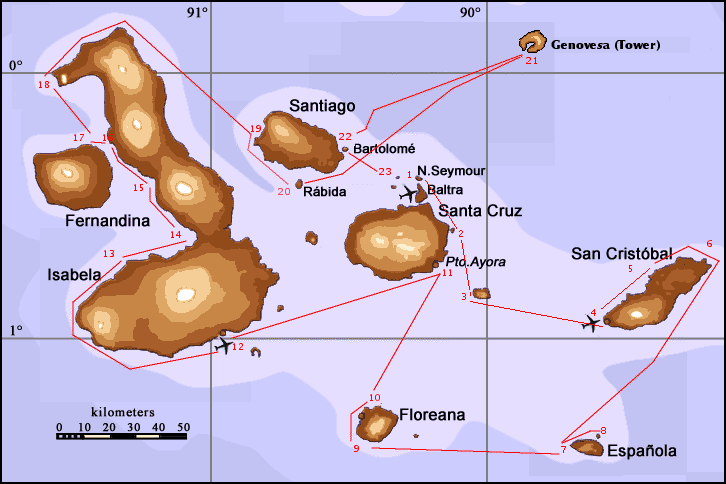 Galapagos Map and Route